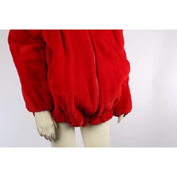 Vintage Luxury Red Sheared Mink Fur Zip Front Jacket Women’s Size L Winter Warm - Picture 5 of 16